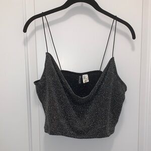 H&M Black Shimmer Crop Top